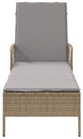 Napozóágy Bézs és világosszürke PE rattan 157 x 55 x 92 cm