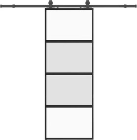 vidaXL fekete edzett üveg tolóajtó fémszerelék szettel 76x205 cm