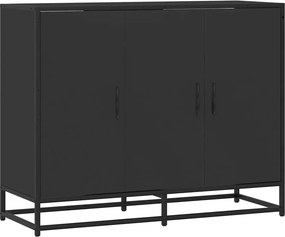 vidaXL fekete szerelt fa tálalószekrény 94x35x76 cm