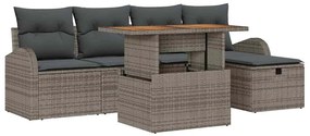 vidaXL Kerti Kanapé Szett 6 pcs Szürke polirattan