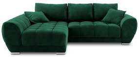Nuage palackzöld kinyitható sarokkanapé bársony kárpittal, bal oldali - Windsor & Co Sofas