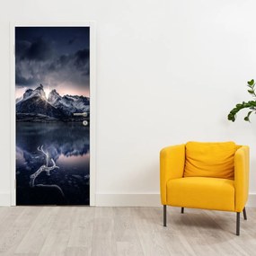 Fotótapéta ajtóra - Tó hegyekkel (95x205cm)