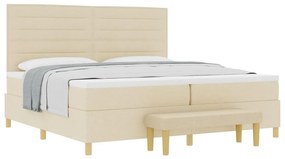 Boxspring Ágy Mattal és Pad Krém 200x200 cm Szövet