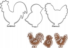 Keksz Lyukasztók Húsvéti Formák Tyúk Kakas Mézeskalács Szett 3DB-OS