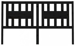 fekete tömör fenyőfa fejtámla 126 x 4 x 100 cm