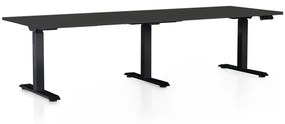 OfficeTech Long állítható magasságú asztal, 240 x 80 cm, fekete alap, fekete