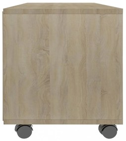 sonoma színű szerelt fa TV-szekrény görgőkkel 90 x 35 x 35 cm