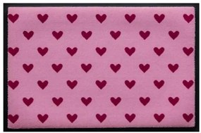 Szívmintás prémium lábtörlő - rózsaszín szívek (Válassz méretet: 100*70)