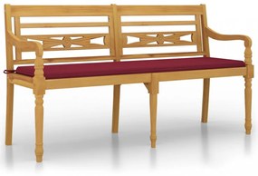 tömör tíkfa Batavia pad bordó párnával 150 cm