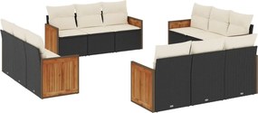 vidaXL 12 részes fekete polyrattan kerti ülőgarnitúra párnákkal