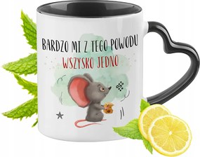 Egér Bögre Fekete Szív Alakú Füllel Ajándék