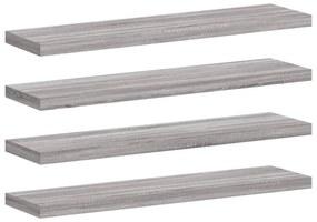 4 db szürke sonoma színű szerelt fa fali polc 40 x 10 x 1,5 cm