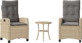 vidaXL 3 részes vegyes bézs polyrattan bisztrógarnitúra párnákkal