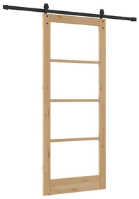 Egyszerű Csúszó Ajtó Barna 86 x 211 cm Fa és fém