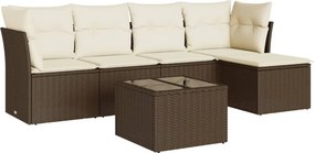 vidaXL 6 részes barna polyrattan kerti ülőgarnitúra párnával