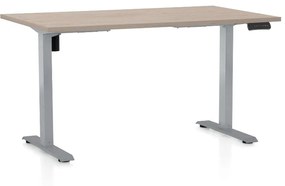 OfficeTech B állítható magasságú asztal, 140 x 80 cm, szürke alap, tölgy