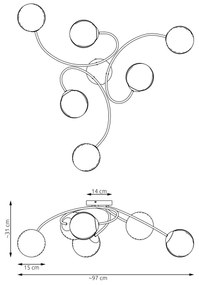 Felületre szerelhető csillár  VIBRA 6xE14/10W/230V fekete/szürke