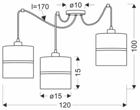 Csillár zsinóron ASSAM 3xE27/60W/230V fekete