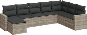 vidaXL 8 részes világosszürke polyrattan kerti ülőgarnitúra párnával