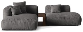 Szürke bársony moduláris sarokkanapé (bal oldali-heverő résszel) Martina – Micadoni
