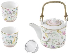 Birds Melody porcelán 600ml szűrős teáskanna 2db 160ml teáscsésze díszdobozban