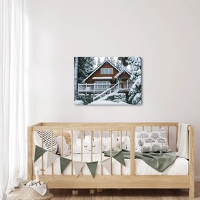 Kép - Fából készült házikó (70x50 cm)