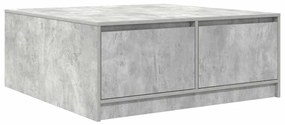 betonszürke dohányzóasztal fiókokkal 100x100x40 cm