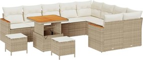 vidaXL Kerti Kanapé Szett párnával tárolóval 12 pcs Bézs Poly Rattan
