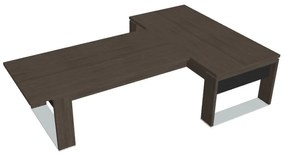 Verno+ S asztal 200 x 300 cm, kiegészítő íróasztallal, antracit tölgy / fekete