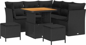 vidaXL Kerti Kanapé Szett párnával tárolóval 8 pcs Fekete