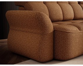 Sárga-barna bársony kinyitható-tárolóhelyes sarokkanapé (jobb oldali-heverő résszel) Beneth – ELTAP