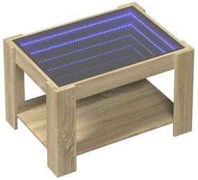 Sonoma tölgy szerelt fa dohányzóasztal LED-del 73 x 53 x 45 cm