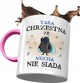 Rózsaszín Bögre Keresztelőre Születésnapra Ajándék Nyomtatott Fotóval