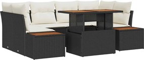 vidaXL Kerti Kanapé Szett tárolóval 7 pcs Fekete Poli rattan