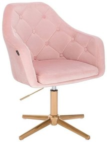 HR831CROSS Púderrózsaszín modern velúr szék arany lábbal