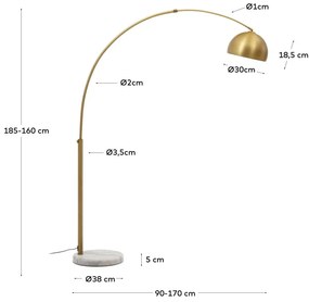 Aranyszínű állólámpa fém búrával (magasság 185 cm) Madali – Kave Home