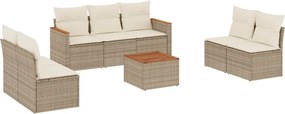vidaXL 8 részes bézs polyrattan kerti ülőgarnitúra párnával