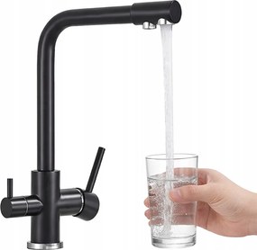 Krunn Konyhai Csaptelep Vízszűrőhöz Háromutas Konyhai csaptelep Fekete Matt