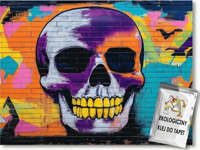 Fotótapéta Flizelina Tégla Graffiti Mural Street Art Koponya 150x105 ragasztó