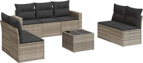 vidaXL 8 részes világosszürke polyrattan kerti ülőgarnitúra párnával