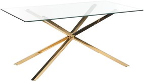 Aranyszínű üveglapos étkezőasztal 160 x 90 cm CORA Beliani