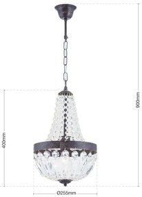 Orion HL 6-1551/1 - Kristály csillár láncon ARILA 1xE27/60W/230V barna/patinás