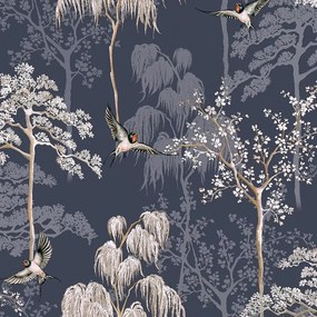 Arthouse Signature 1 Japanese Garden gyöngyház-kék fa mintás papír tapéta – 908106