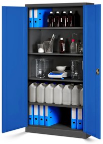 Set 4x fém iratszekrény JAN H, 900 x 1950 x 400 mm, antracit-kék