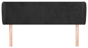 fekete bársony fejtámla szárnyakkal 147x23x78/88 cm