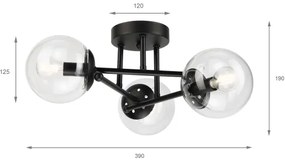 Brilagi - Felületre szerelhető csillár MALIVA 3xE14/15W/230V fekete/átlátszó