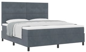 Boxspring Ágy Matraccal Sötétszürke Szuper King Velúr