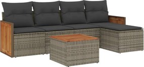 vidaXL 6 részes szürke polyrattan kerti ülőgarnitúra párnákkal