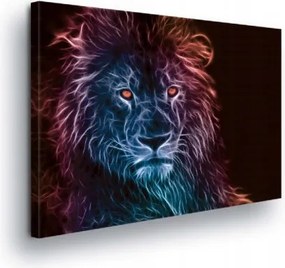 Vászonkép 60x40 Neon oroszlán digitális művészet energia erő vad természet portré