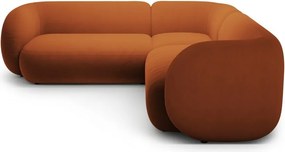 Terrakotta színű bársony sarokkanapé Kate – Micadoni